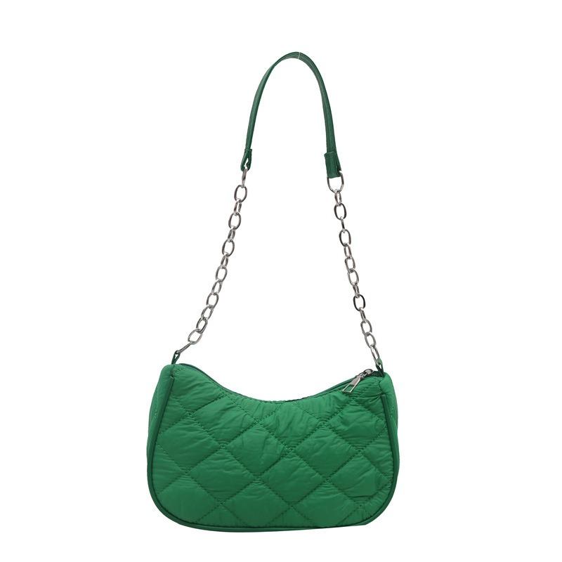 

Ретро сумка подмышку Новая модная сумка-цепочка из хлопка с вышивкой нитью Простая ромбовидная женская сумка через плечо зелёный