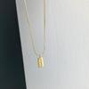 European & American Round Bead Titanium Steel Clavicle Necklace with Gold Love Letter Square Pendant