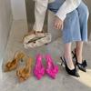 Autumn 2023 Women's Pointed Toe Bow High Heel Ankle Strap Shoes