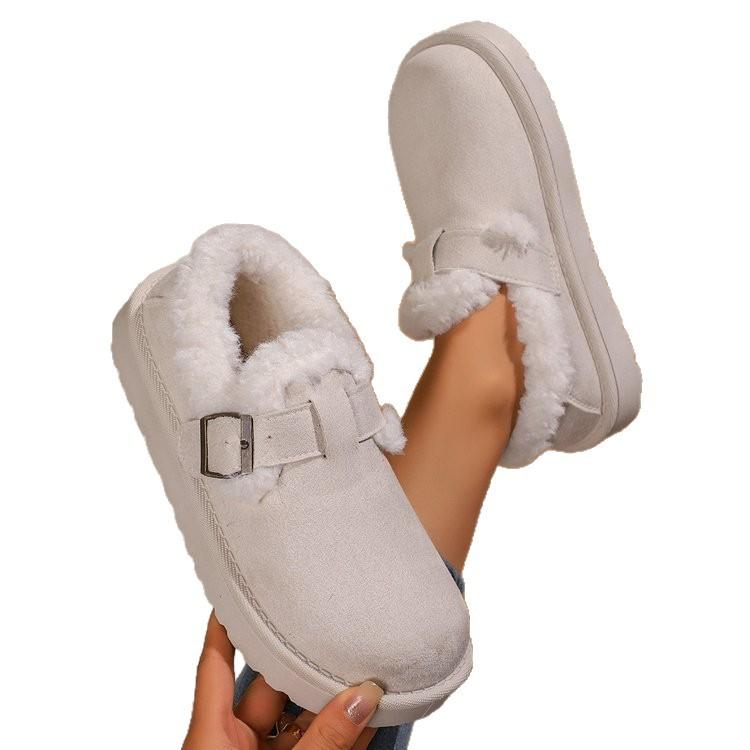 Mao Mao One-pedal Casual Snow Boots New Thick-soled Suede Cotton Shoes Round Head Muffin Bottom Suede