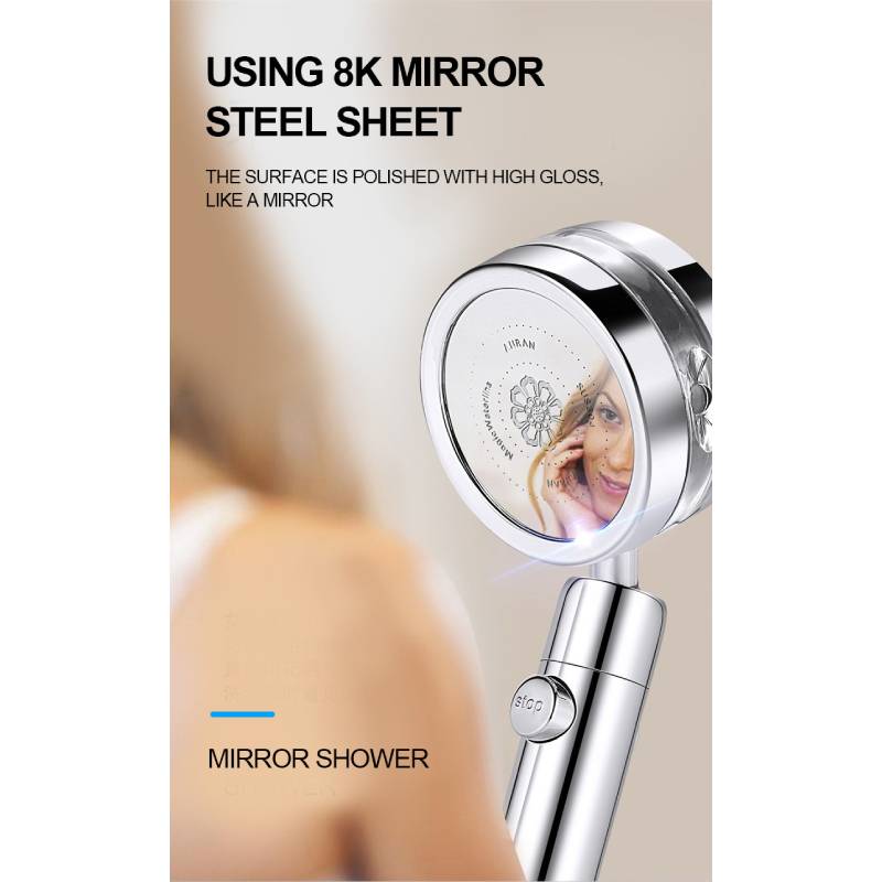 Pressure Turbocharged Flower Fountain Type Shower Head 3 Mode Saving Water with Water-Stopping,2021 Tik Tok Hot Sell