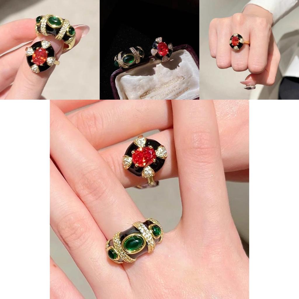 Ruby Luxurious And Crystal Geometric Ring For Women Unique Vintage Gothic Accessory Fashion