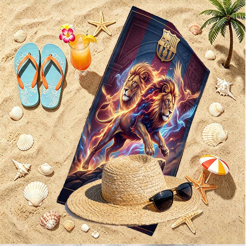 Barcelona FC Soccer Print Beach Towel, Versatile Lightweight Absorbent Beach Towel for Pool Surf Yoga Bathroom, Perfect Birthday Holiday Gift