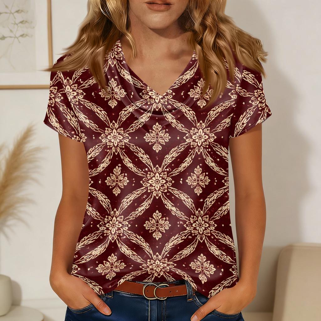 Women's Fashionable Casual Print Short-sleeved T-shirt Top