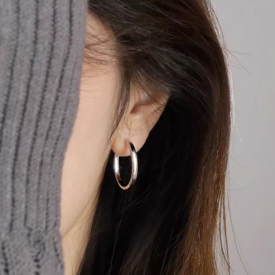 BF CLUB 925 Silver Earrings For Women Trendy Gold Circle Earring Jewelry Prevent Allergy Party Accessories