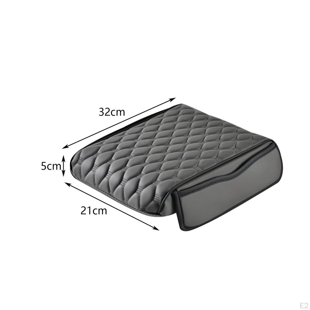 Car Armrest Cushion Pillow PU Leather with Storage Pocket Arm Rest Pad Box Cover
