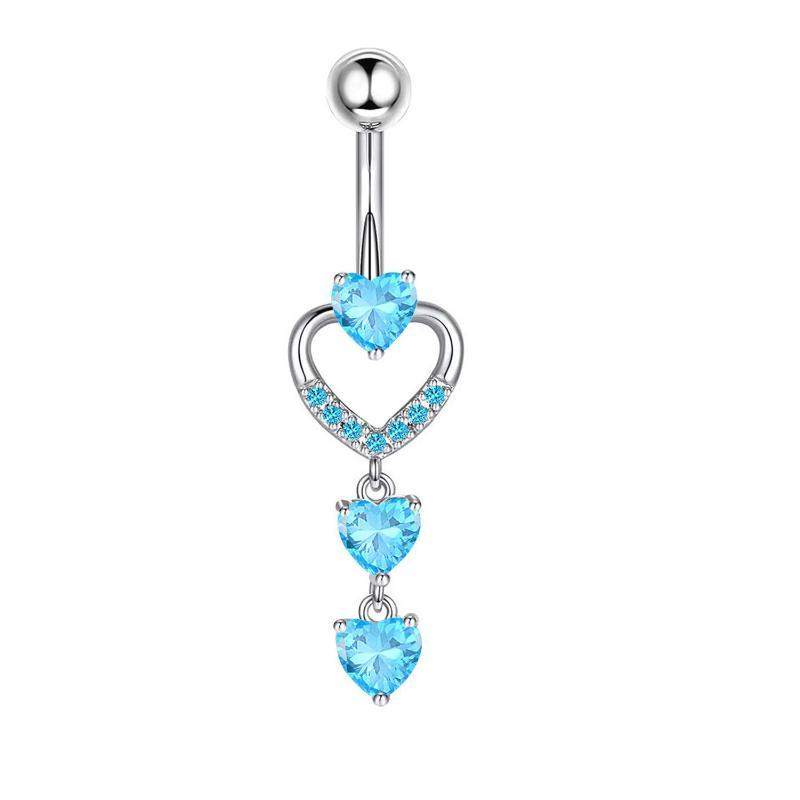 1Pcs Stainless Steel Cross-Border Hot-Selling Love Belly Button Ring 14G Tassel Pendant With Zirconia Belly Button Stud