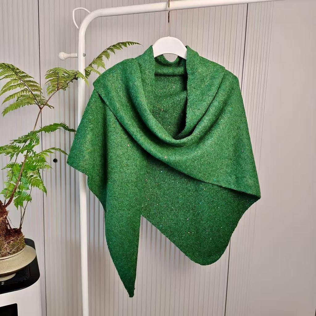 Korean-Style Women's Triangle Wool Blend Scarf Shawl - Autumn/Winter Neck Warmer