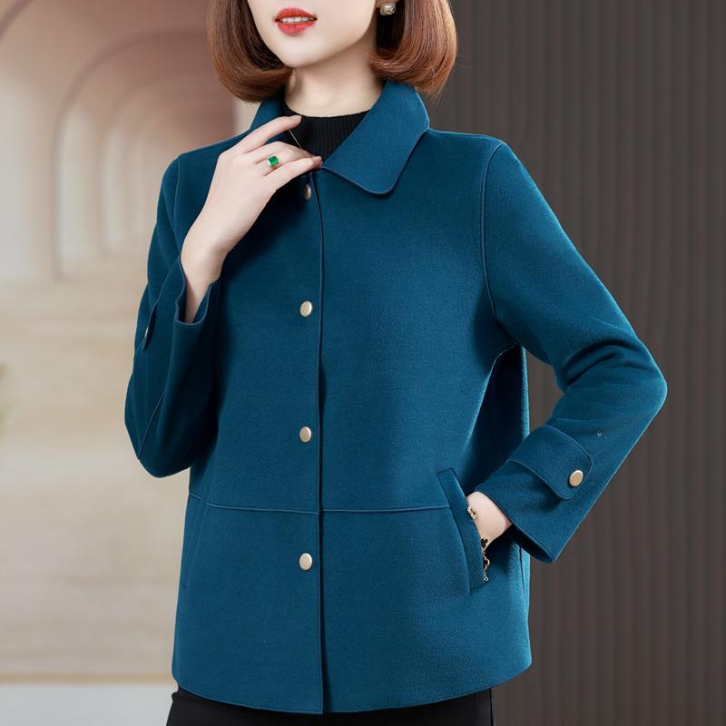 Middle Age Women's Wool & Blends Coats Plus Size Autumn Elegant Loose Outerwears Lady Jackets
