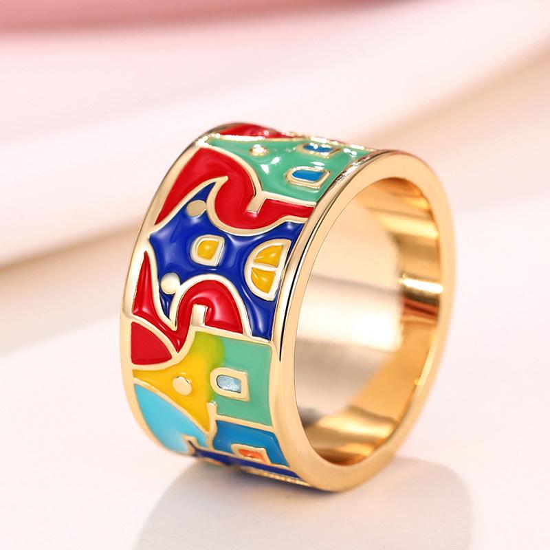 Green Leaf Enamel Handmade Oil Dropping Women's Ring Charm High Luxury Westernized  Prom Fancy Birthday Gift Fashion Jewelry
