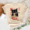 Nudel Ramen Katze Shirt Teen Popkultur Grafik Bequem Gothic Vintage Klassisch T-Shirt Damen 80er Bequem 2000er kawaii