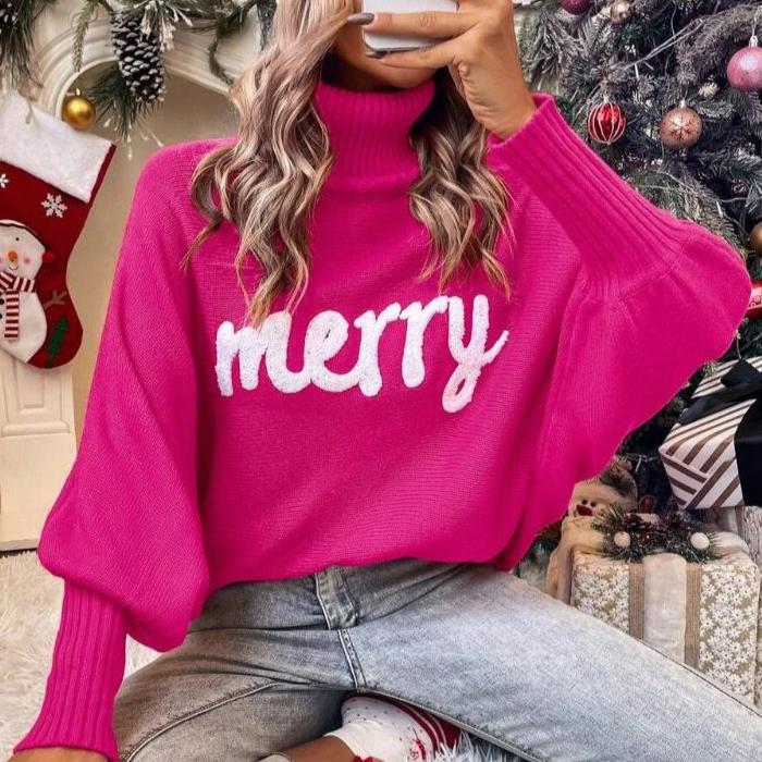 Knitted Women Turtleneck Sweater Loose Pullover Female Jumper Elegant Winter Warm Spring New Year Trendy Christmas Sweater