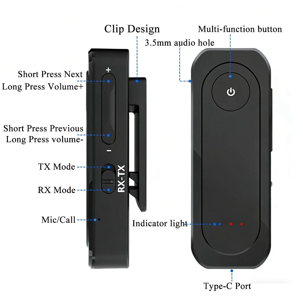 Car Bluetooth 6.0 Audio Receiver Transmitter 2 in 1 Wireless Audio Adapter 3.5mm AUX Jack USB Dongle Car Music Adapter Speaker