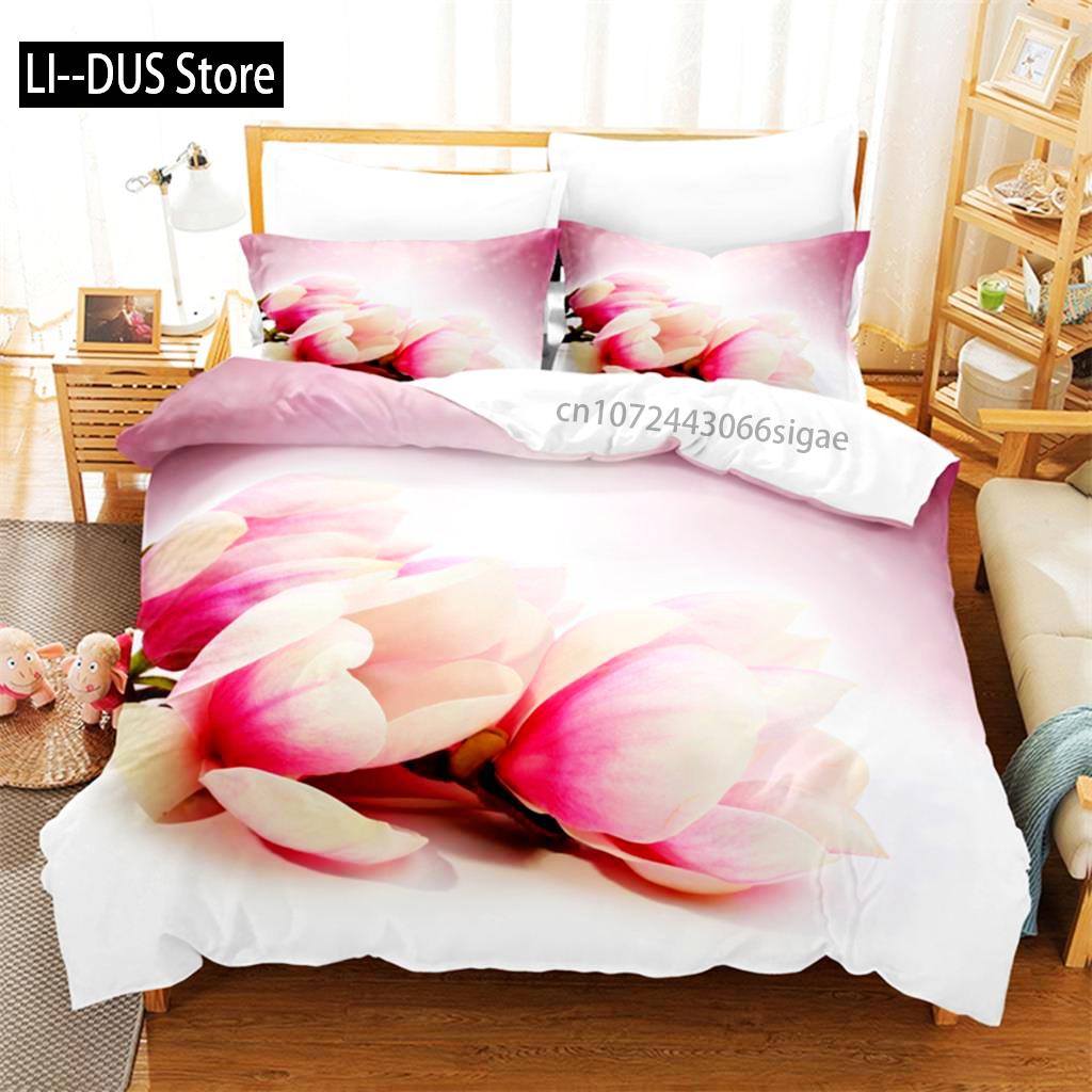 Helles Blumen Bettwäsche Set Bettbezug Set 3D Bettwäsche Digitaldruck Queen Size Bettwäsche Set Mode Design
