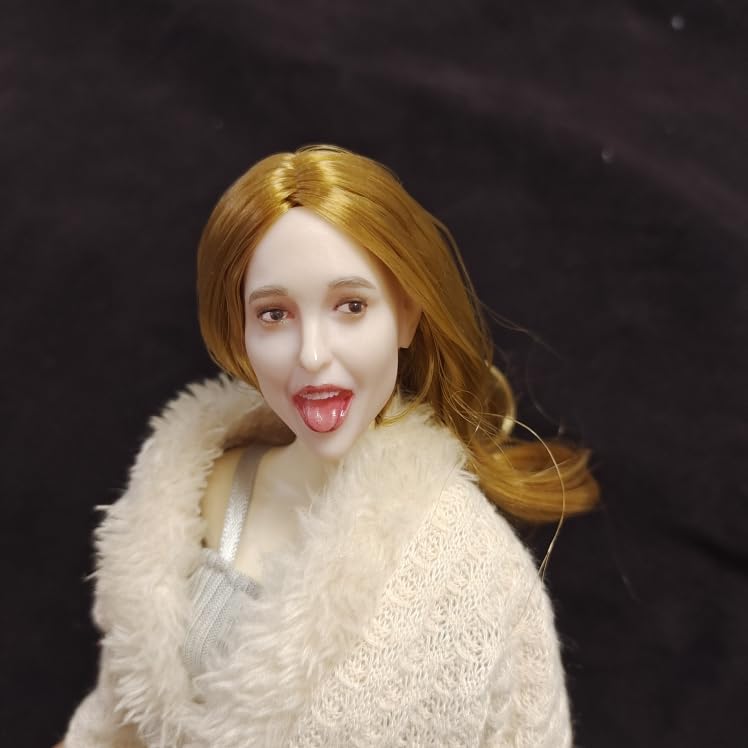 Toys Hobbies scale action figure head for TBLeague and other tongue sticking pearl white fun long European and American beautiful female head and