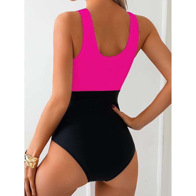New Contrast Swimwear Slim Bathing Suit Swimming Wear Cross Bandage Sexy Swimsiut for Women One Piece