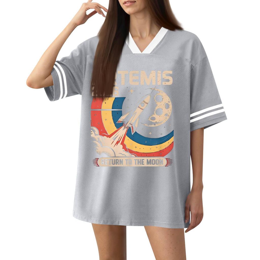 Women's Fashion Short-Sleeved V-Neck Printed Sports T-Shirt