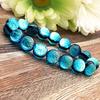 [GULLSTEN] Glödande Hateruma Blå Eldflugeglas 10 mm Armband från Haterumaön, Okinawa, Innerdiameter: Ungefär. 17,5 cm