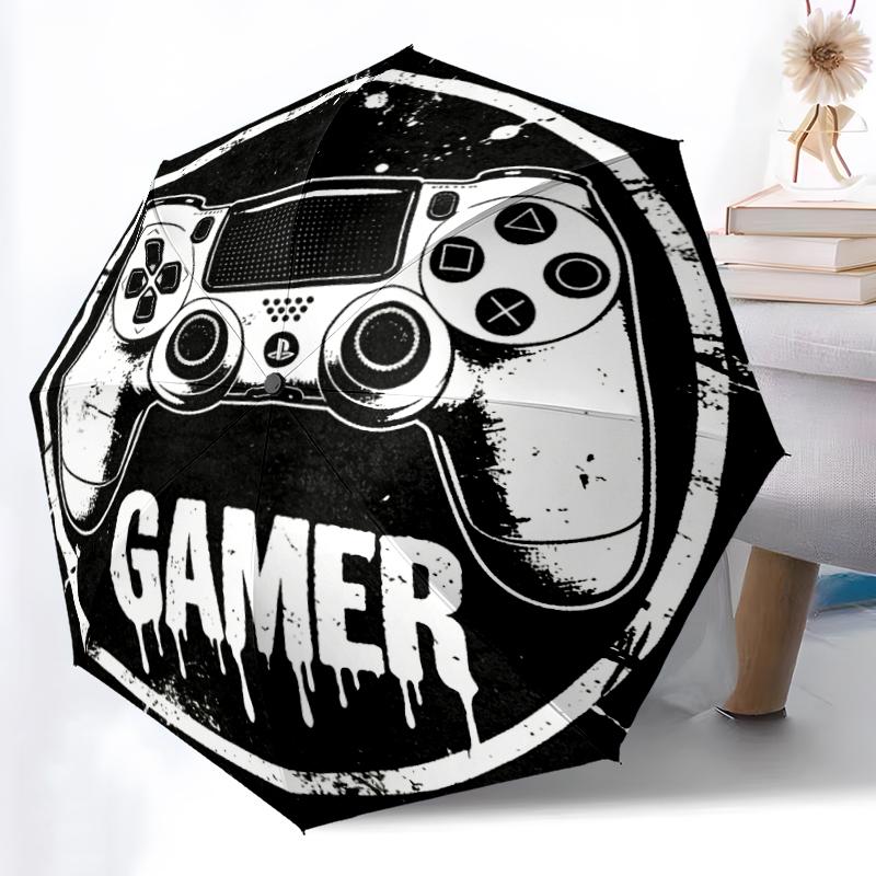 

Dark Game Controller Printed Umbrella, Auto Open-Close 8-Rib Umbrella for Outdoor Adventures, Ideal Birthday Gift