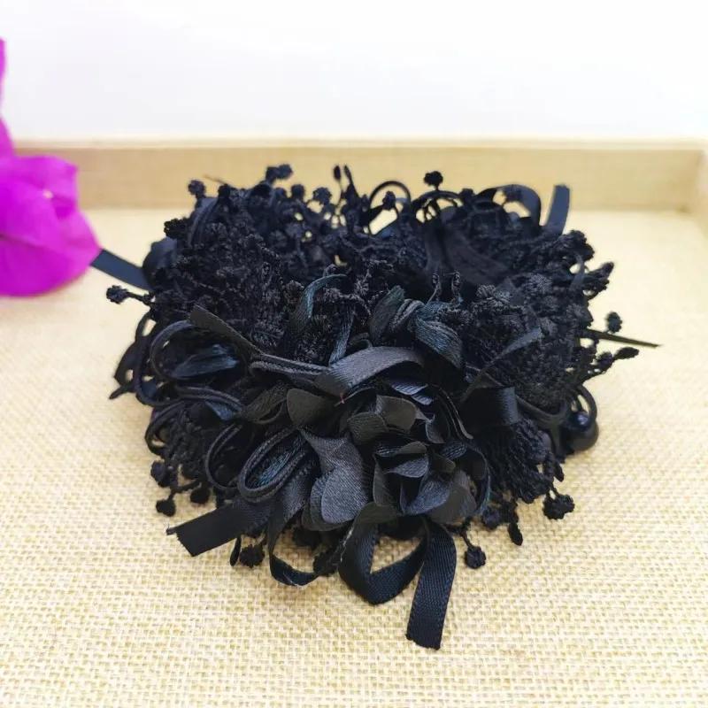 

Кружевная резинка для волос в корейском стиле с большим цветком, резинка для волос в виде толстой кишки для прически пучок, резинки для волос, товары для девочек, резинки для волос