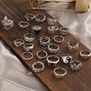Pack of 24 Stylish Silver Gothic Rings for Men and Women Y2K Style Featuring Skull Cross Heart and Butterfly Elements
