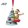 Colorful Elf Pendant for DIY Crafts Green Christmas Ornament, Flat Acrylic Tree Hanging Decorative Charms Holiday Gifts Car Mirror Backpack,