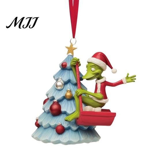 Colorful Elf Pendant for DIY Crafts Green Christmas Ornament, Flat Acrylic Tree Hanging Decorative Charms Holiday Gifts Car Mirror Backpack,