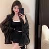Original fabric, summer ice silk light jacket loose sunscreen shirt long sleeve hooded top trendy