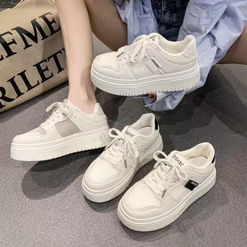 Autumn new breathable tide niche design student versatile height-increasing sports board shoes platform white shoes women