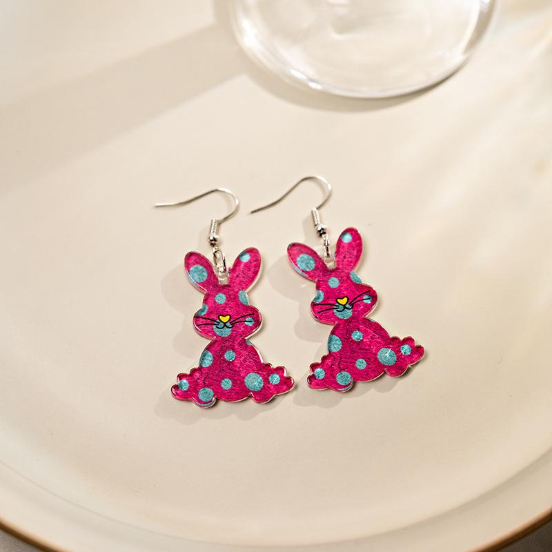 Easter Acrylic Rabbit Earrings, Cartoon Cute Rabbit Resurrection Egg Carrot Earrings For Women