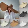 Foldable Fashionable Women Casual Woven Hat With Large Brim Holidays For