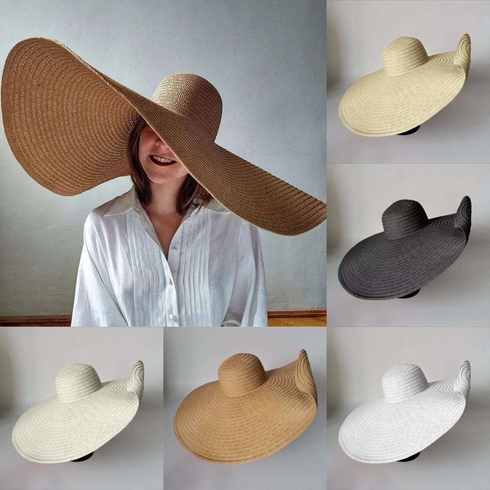Foldable Fashionable Women Casual Woven Hat With Large Brim Holidays For