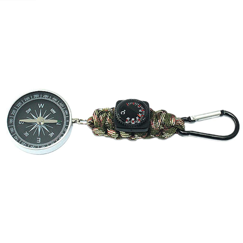 Mini Compasses Thermometer Keychain Pocket Size Snap Hook Compasses Carabiner for Camping Hiking Backpacking Survival