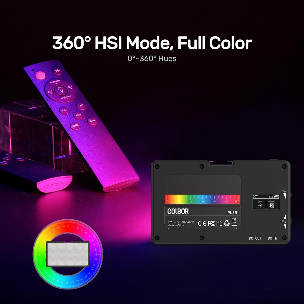 RGB Video Light 2700K 6500K Dimmable 37 Light Effects Photography Panel Lamp APP Control With Cold Shoe Port Support