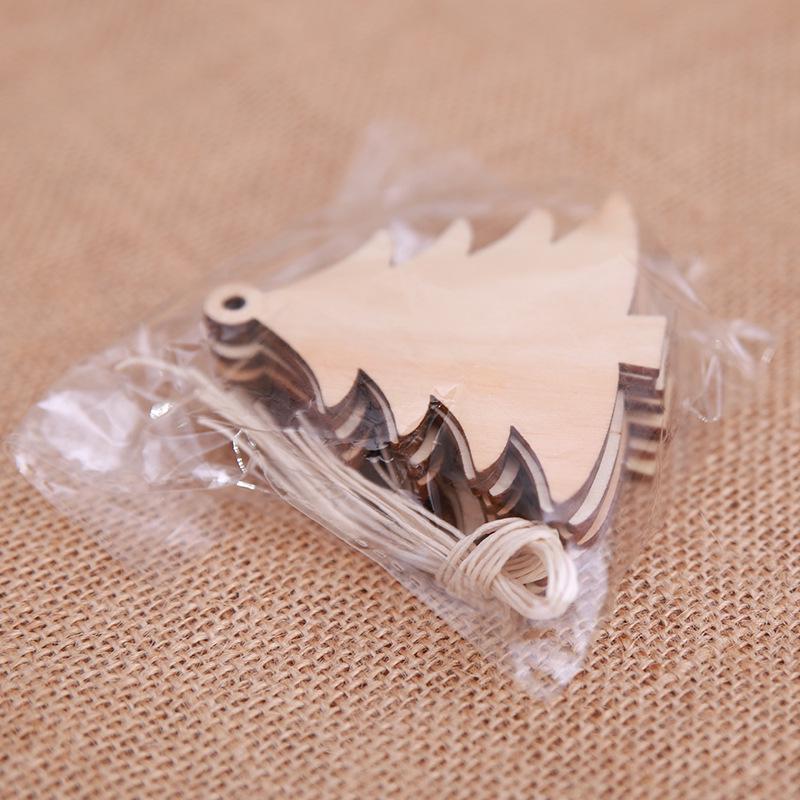 10/100Pcs Christmas Unfinished Wooden Snowflake Elk Ornaments Hanging Cutouts Blank Wood Slices with Cord Craft Embellishments