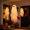 Fairy Tale Ghost Decorations Halloween Outdoor Decoration, Large Hanging On Broom, Spooky Glowing for Patio Flying Gauze Tree, Porch, Yard,