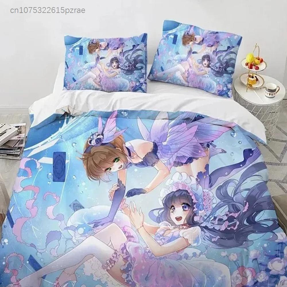 Cardcaptor Sakurar Bedding Set 3D Printed Suitable For Bedroom Duvet Cover Set With Pillowcases Kids Home Textile