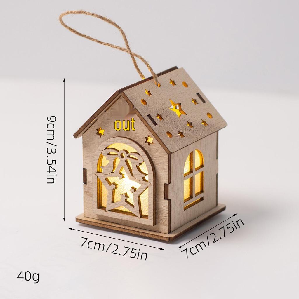 Christmas Luminous Wooden Cabin Ornament - Small House Tree Decoration