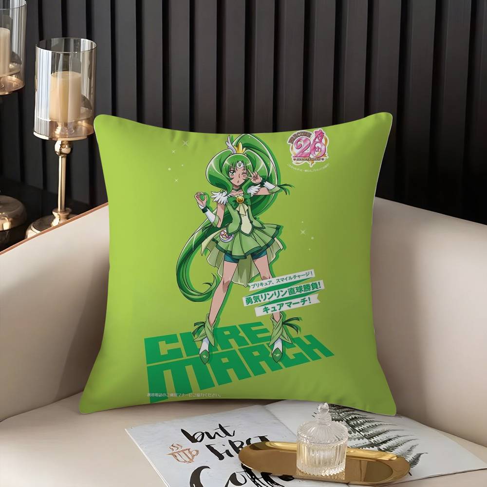 Pillow Case Cartoon S-Smile P-Precures Home Dorm Chair Back Short Plush Double-Sided Printing Office Nap Time Cushion Cover