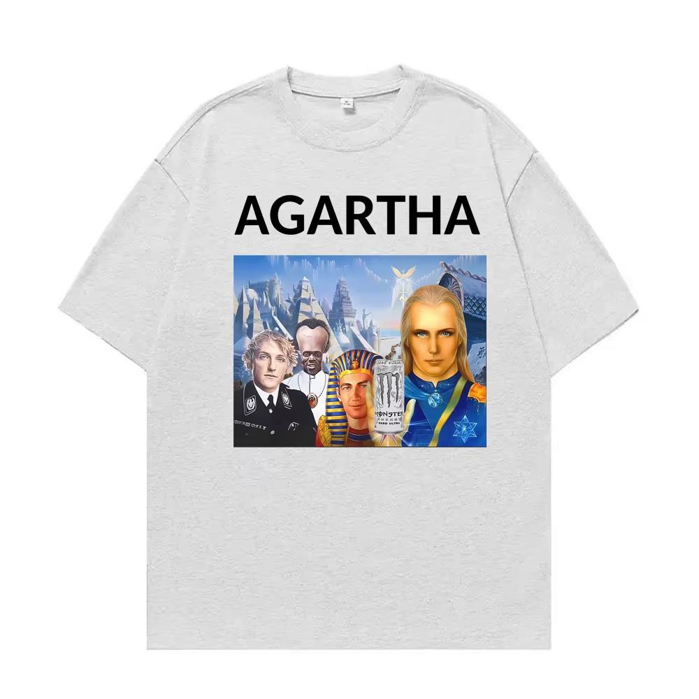 HollowEarth Agartha Meme Grafik T-Shirts Unisex Damen Hip Hop Vintage Stil T-Shirt Sommer Neu Kurzarm Komfort T-Shirts