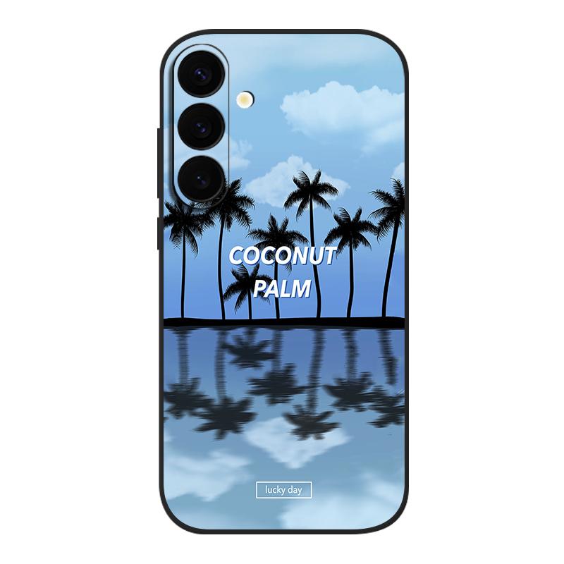 Ink Coconut Print Case For Samsung Galaxy S26 Ultra S25 FE S24 S23 S22 Plus S21 FE Built-in Metal Plate Magnetic Silicone Cover