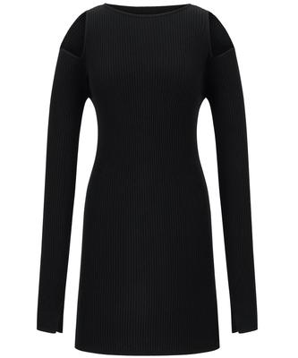 Tobaseu Slim Fit Shoulder Cutout Knit Dress (Black)