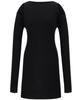 Tobaseu Slim Fit Shoulder Cutout Knit Dress (Black)