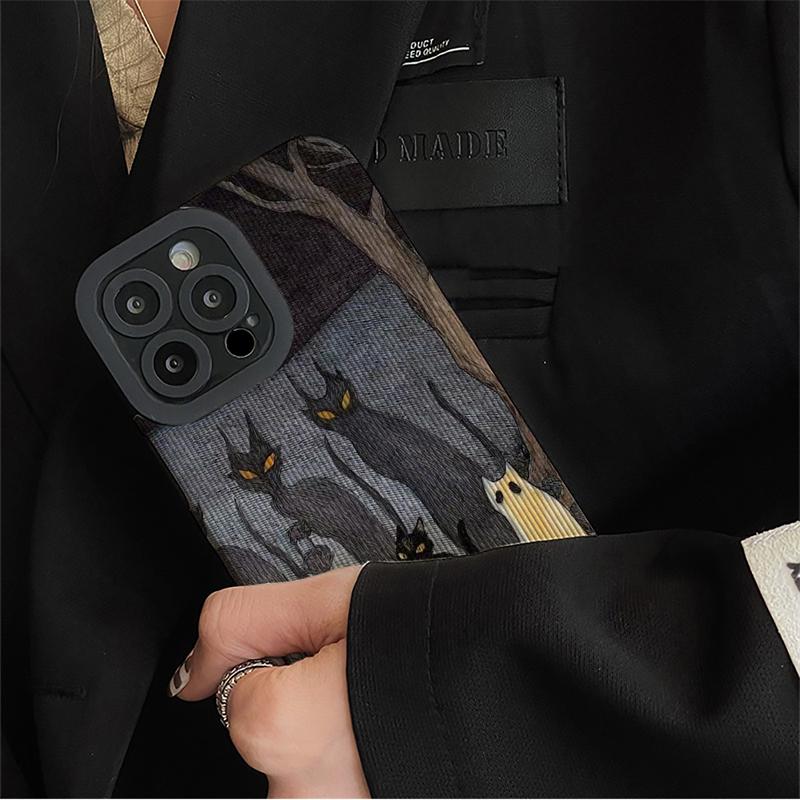 Super Funny Night Cat Elf Fox Soft Case For iPhone 15 16 Pro Max 14 13 12 11 7 8 Plus SE X XS XR Shockproof Silicone Cover Cases