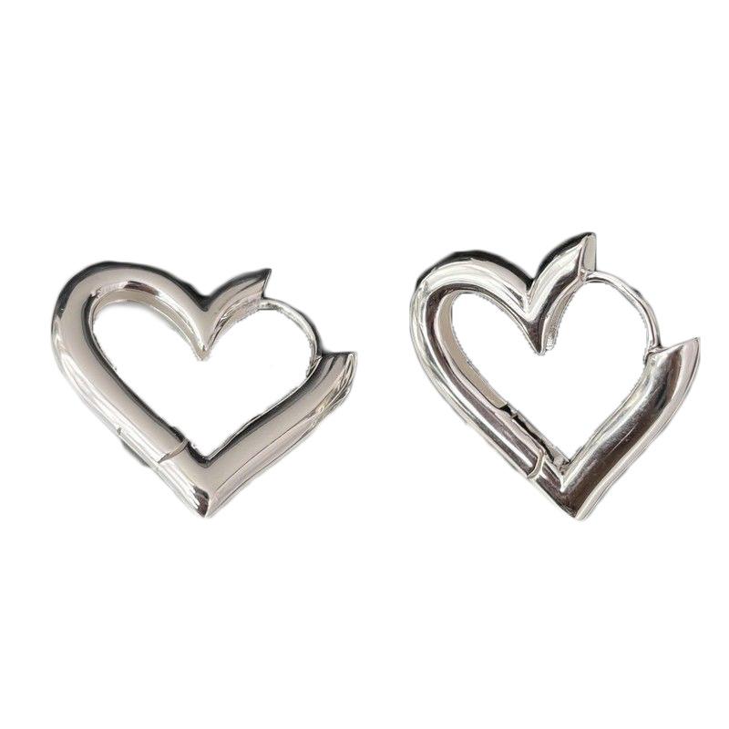 925  Silver Heart LOVE Wedding Hoop Earrings for Women Engagement Luxury Jewelry Accessories Gifts
