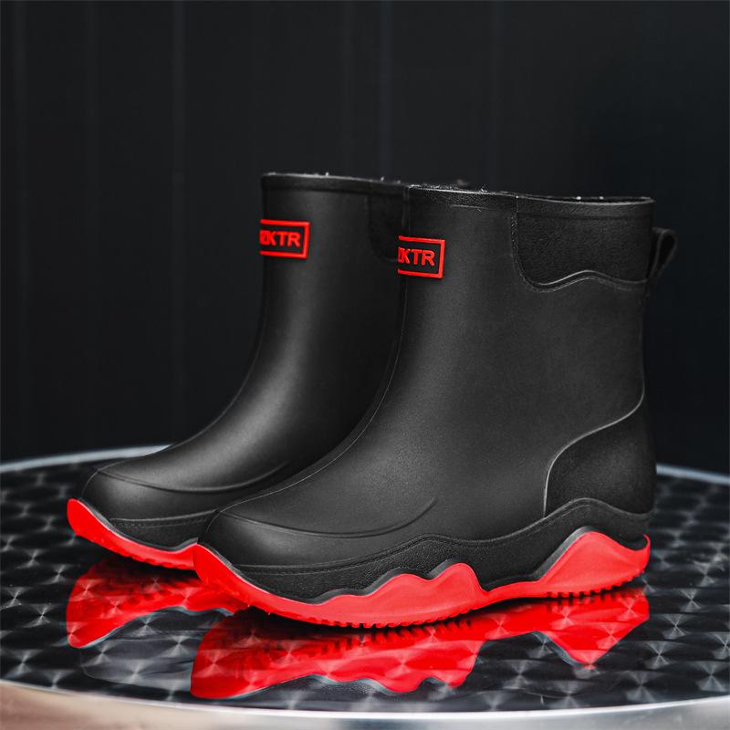 

Полусапоги резиновые мужские и женские нескользящие водонепроницаемые резиновые сапоги с термоподкладкой, кухонная рабочая обувь, короткие, для пары, женские 45