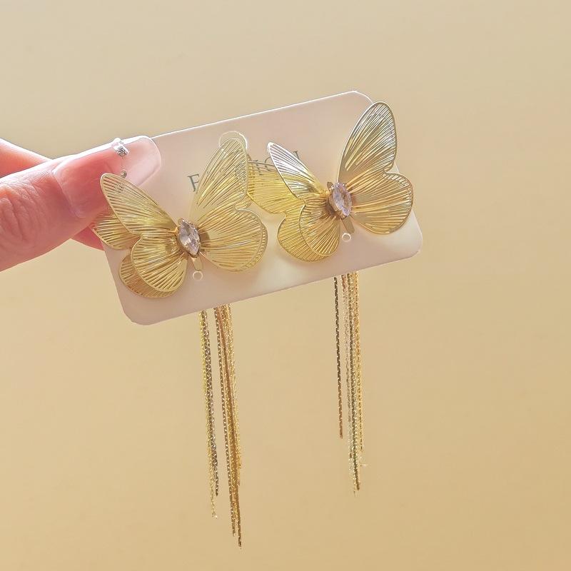 Butterfly Earrings Are Fashionable, Cold, Wind Drop Earrings, Temperament, Light Luxury, High-End Earrings