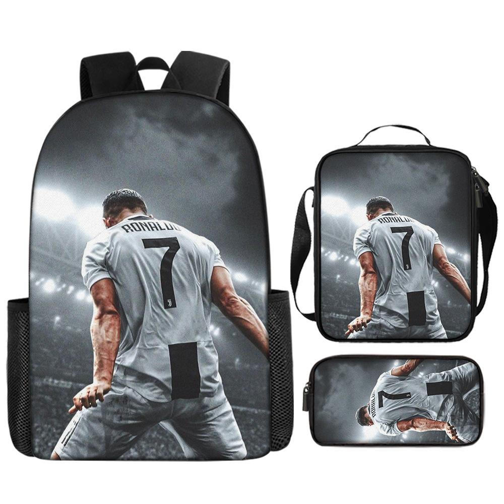 Zaino Stampato Stella del Calcio Zaino Scolastico per Bambini in Tre Pezzi Zaino Cartone Animato per Studente di Scuola Elementare