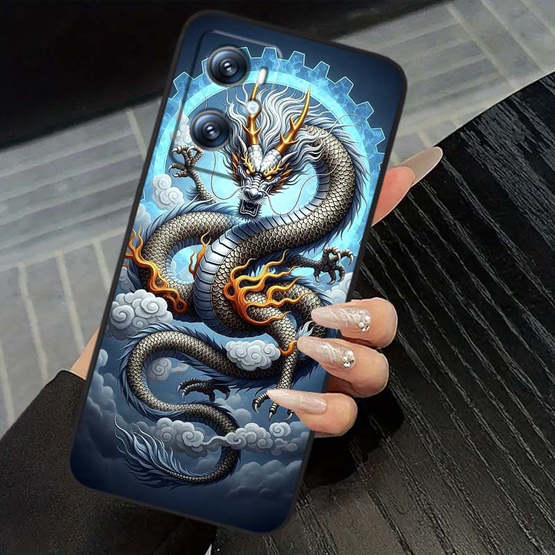 Fashion Dragon Illustration For OPPO Reno 5 6 7 A96 A40 A58 Realme GT A74 A78 Neo2 A74 A78 Find X5 X3 X7 X8 Black Phone Case