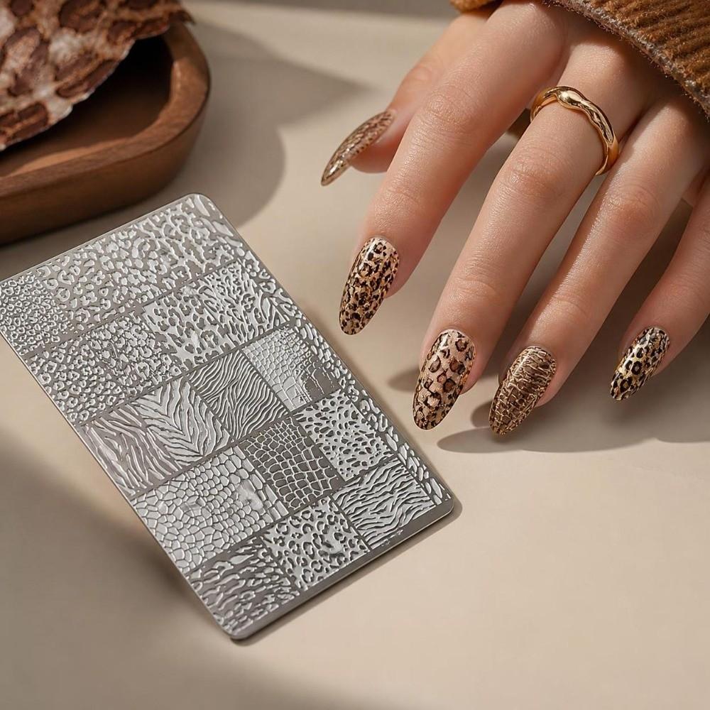 Leopard Print Nail Art Template 14.5cm DIY Manicure Tools Reusable Nail Stamping Plate